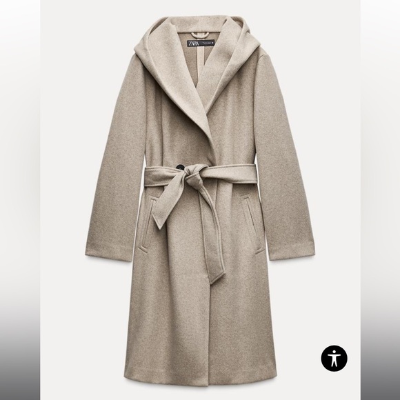 ZARA belted hooded coat XL NWT - Picture 2 of 5